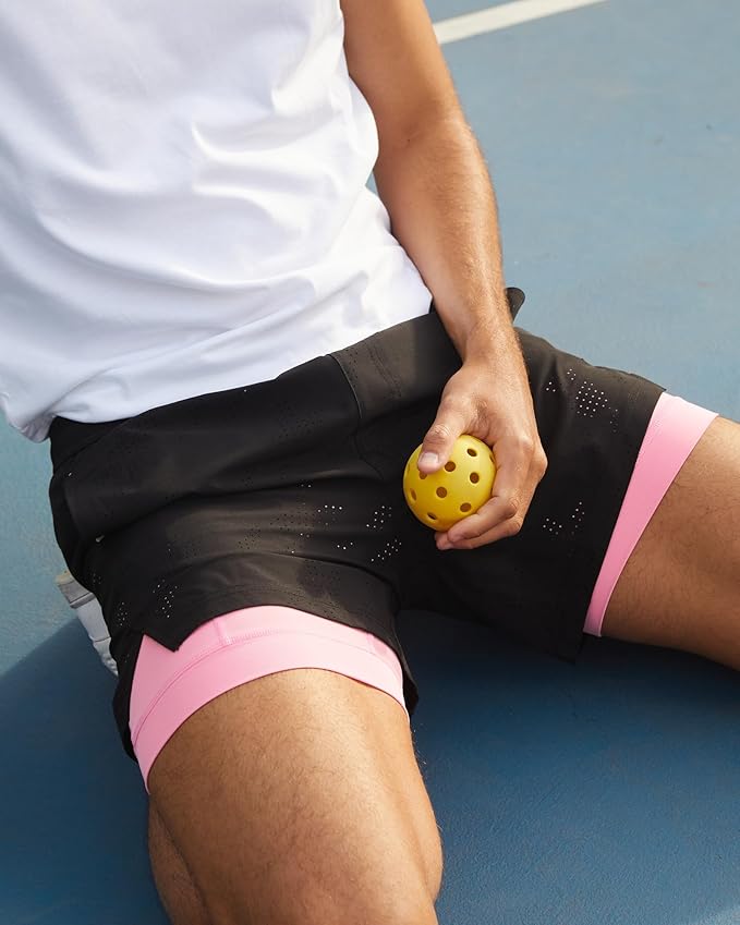 maamgic Mens Running Shorts with Compression Liner 5" Quick Dry Workout Shorts Anti-Chafe Gym Shorts 2 in 1 Athletic Shorts