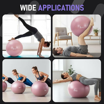 Gruper Yoga and Pilates Ball,4 Sizes Gym Ball for Fitness, Yoga, Workout, Pregnancy and Physical Therapy,Quick Pump Included,Great as Yoga Ball Chair for Office or Home Gym Equipment