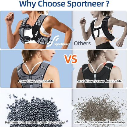 Sportneer Weighted Vest Woman: 8lb/12lb/15lb/20lb/25lb Weight Vest for Walking with Phone Bag, Adjustable Women Weighted Vest for Running Rucking Vest for Jogging Strength Training Weight Loss