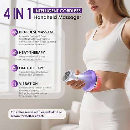 Lymphatic Drainage Massager, Anti Cellulite Massage Tool For Thigh & Belly Stretch Marks & Cellulite Reduction, Handheld Massage tools for Sciatica Nerve, Legs, Arms, Hip, Muscle, Low Back Pain Relief