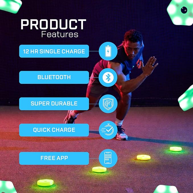 Sports Reaction Agility Lights Training Kit Improves Reaction Time & Agility for Athletes, Physical Therapists & Fitness Trainers Sports.