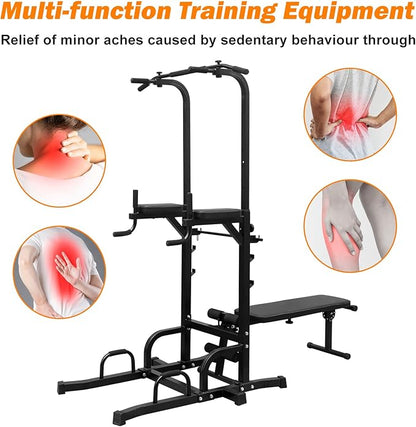 Power Tower Pull Up Dip Station Assistive Trainer Multi-Function Home Gym Strength Training Fitness Equipment 440 LBS