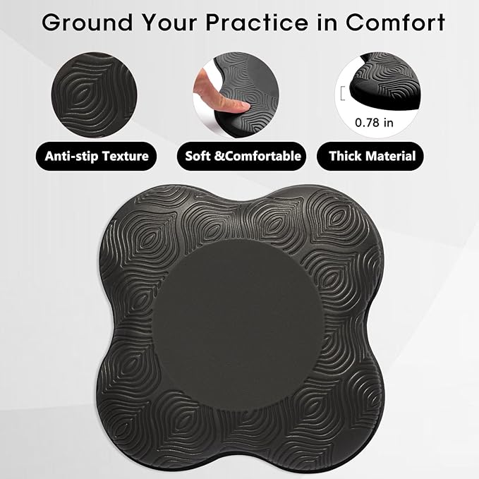 2 Pack Yoga Knee Pads Mat Set - Extra Thick Foam Kneeling Pad Cushion for Knees, Elbows, Wrists, Head - Yoga Essentials for Women Men, Non-Slip Pilates, Meditation, Floor Workouts