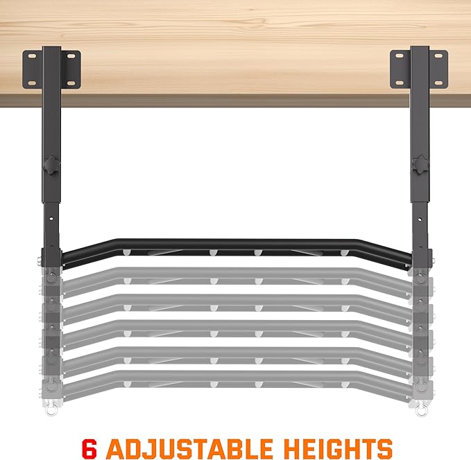 48" Joist Mounted Pull Up Bar, 600LBS Heavy Duty Multi Grip Ceiling Mount Chin Up Bar, Ceiling Beam for Home Gym/Garage/Basement with 5-Height Adjustable& Round Anchors, Easy to Install