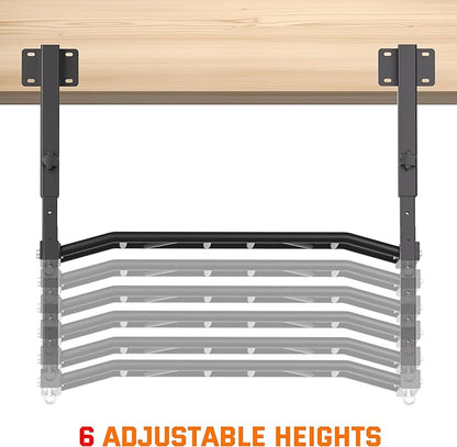 48" Joist Mounted Pull Up Bar, 600LBS Heavy Duty Multi Grip Ceiling Mount Chin Up Bar, Ceiling Beam for Home Gym/Garage/Basement with 5-Height Adjustable& Round Anchors, Easy to Install