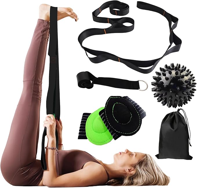 Calf Stretcher Multi Loop Stretch Strap - Physical Therapy Strap for Stretching, Calf Stretch Yoga Belt with Loops, Hamstring Stretcher, Leg Stretch Band, Fascia Stretcher & Arch Support Bands for Feet