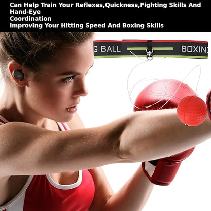 Adjustable Set 4 Balls + 2 Headbands for Boxing Training, Hand-Eye Coordination, Speed & Reflex Improvement, Novice Friendly