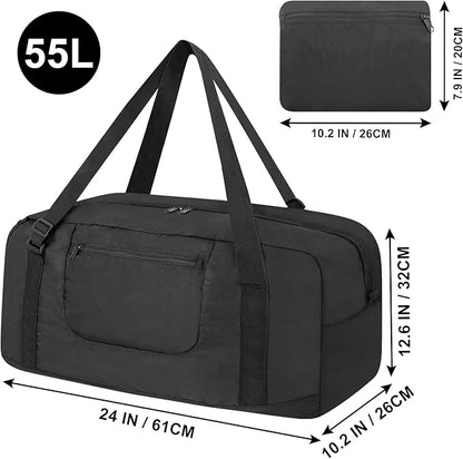 HOLYLUCK Foldable Travel Duffel Bag For Women & Men Luggage Great for Gym - large black