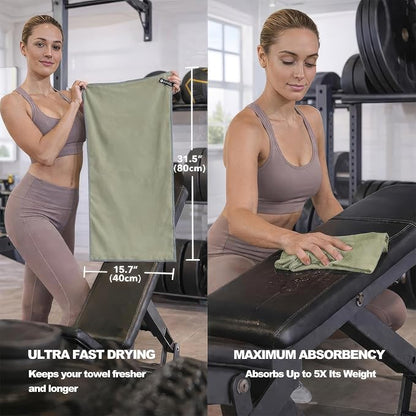 Eunzel Microfiber Workout Towel,Quick Dry Silver Ion Absorbent Sweat Gym Towel for Workout, Camping, Travel, Exercise& Fitness 31.5"x15.7", Set of 5 Colorful