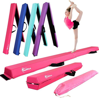 MARFULA 6 FT / 8 FT / 9 FT / 10 FT Folding Gymnastic Balance Beam for Kids with Carry Bag for Home and Club Use