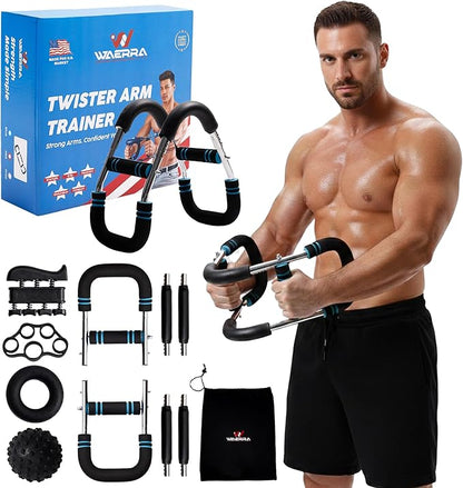 Adjustable Twister Arm Trainer – Modular Upper Body Resistance Trainer for Home Workouts, Multiple Resistance Options Available, with Grip & Finger Training Tools and Carry Bag
