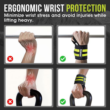 WSAKOUE Weightlifting Wrist Wraps - 18" Professional Wrist Support with Heavy-Duty Thumb Loop for Powerlifting, Bench Press & Strength Training- Adjustable Gym Wrist Straps for Men & Women