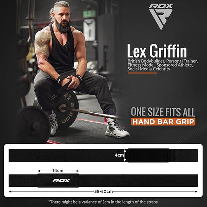 RDX Lifting Straps for Weightlifting –100% Cotton Heavy Duty Gym Wrist Strap with 5MM Neoprene Padding, 60CM Anti-Slip Hand Grip Wraps for Deadlifts Powerlifting Workouts Strength Training, Men Women