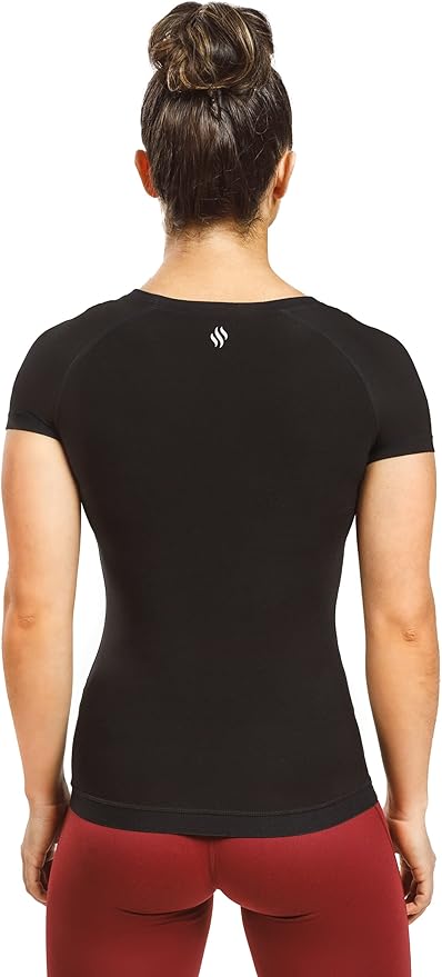 Sweat Shaper Women's Athletic Tee, Short Sleeve High-Performance Compression T-Shirt, Performance Baselayer Workout Shirt
