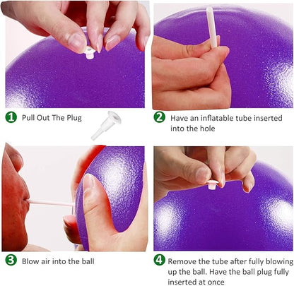 Mini Exercise Ball, 9 Inch Small Gym Ball with Inflatable Straw for Yoga, Pilates, Stability, Barre, Physical Therapy, Stretching and Core Training, Improves Balance, Strength