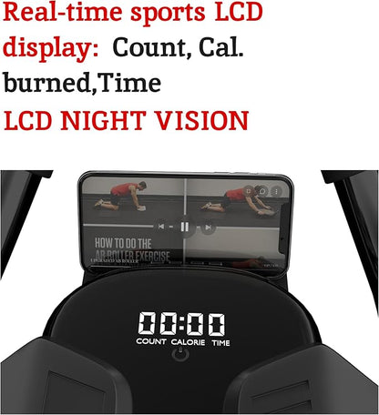 2026 First Ever Calorie Counting Ab Roller High-Performance Abdominal Exercise Machine with Automatic Rebound, Multi-layered Anti-Slip Design & Versatile Exercise Bands