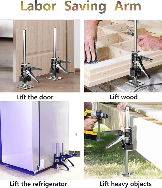 Labor Saving Arm 2PC ，15.5 Inch Height Regulator Hand Lifting Tool，Lifter Jack for Installing Cabinets Door And Wooden Panel Lifting Cabinet Board Lifter