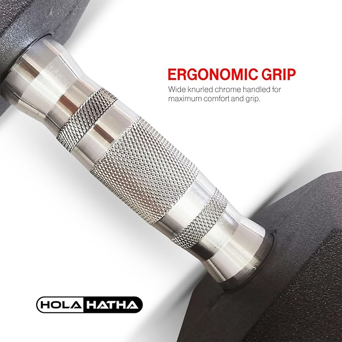 HolaHatha Hexagonal Dumbbell Weights Set, Home Gym Equipment Set, Portable Weighted Exercise Dumbbells for Fitness, Training, and Lifting Workouts