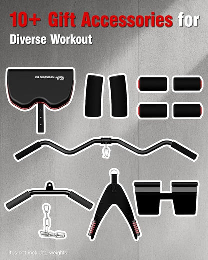 HARISON Home Gym - Full Body Workout Equipment, Exercise Equipment, Fitness Equipment, Multifunctional Home Gym Equipment for Home with Pulley System, Weight Bench, Leg Extension, Rowing Machine