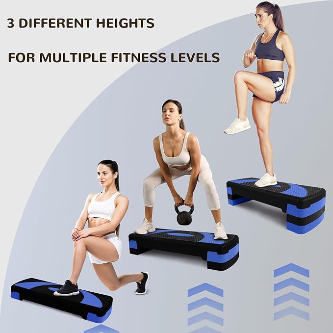 BalanceFrom Aerobic Step Platform Trainer with Adjustable 3-Level Risers, 400 Pound Weight Capacity – Non-Slip Exercise Stepper for Cardio, Strength, and Fitness Workouts, 31", Multiple Colors