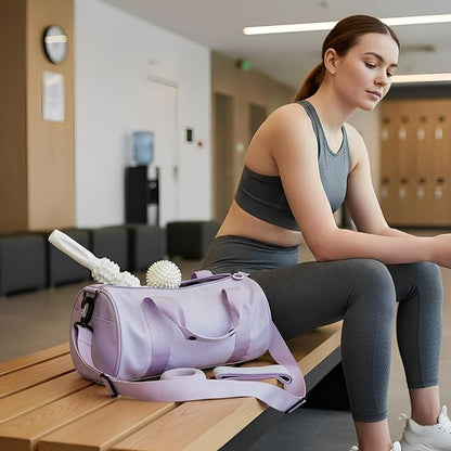 Portable Women'S Gym Bag Kit, 5 Pcs Exercise Accessories Set, Hand Grip Roller Stick Yoga Band Spiky Ball Kit, Stylish Sport Bag For Workout