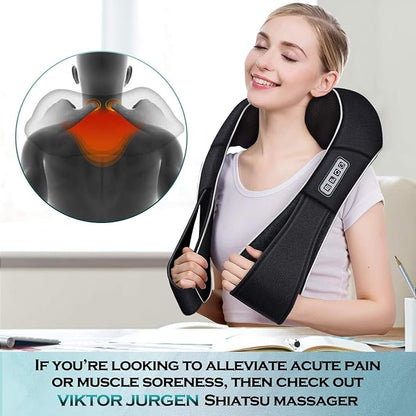 VIKTOR JURGEN Mothers Day Gifts for Mom, Wife, Women & Her, Shiatsu Neck and Shoulder Massager with Heat Deep Tissue Kneading Sports Recovery Massagers for Back, Relaxation Gifts for Husband, Him, Men