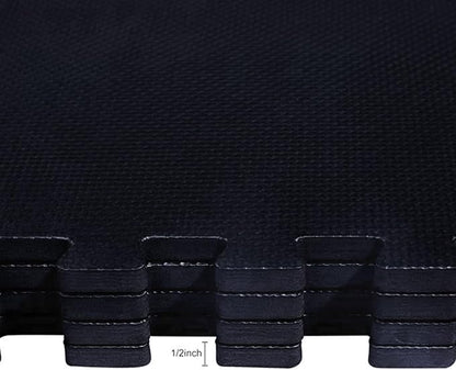 BalanceFrom Puzzle Exercise Mat 1/2" Thick, EVA Interlocking Foam Floor Tiles for Home Gym, Mat for Home Workout Equipment, Floor Padding for Kids, Multiple Sizes and Colors