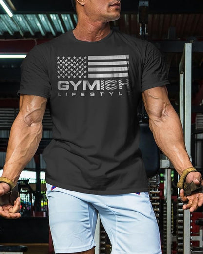 Gymish American Flag Graphic Fitness Tank, Sleeveless Bodybuilding Athletic Tank Top