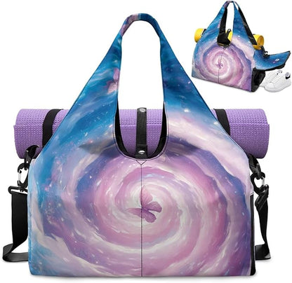Gym Bag with Yoga Mat Holder Large Tote Bag With Multi Pockets for Women Men Dry Wet Separated Pocket Carryall Yoga Tote Bag for Pilates Travel Workout Office