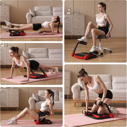 Ab Machine with Resistance Bands for Abdominal Exercise - 3 Levels Adjustable Sit-Up Exercise Equipment for Home Gym, Core & Full Body Workout
