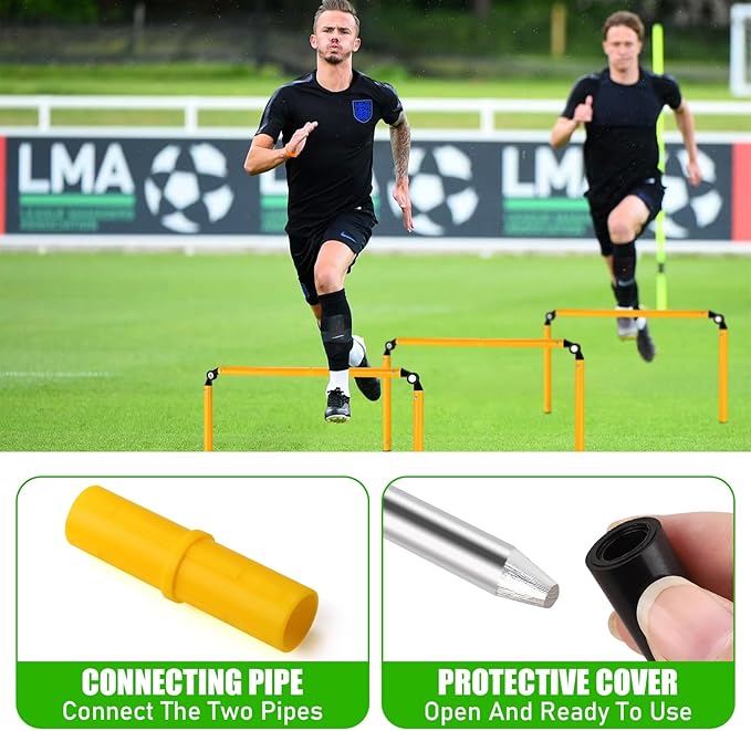 6PCS 5.4FT Agility Poles, Multifunctional Soccer Poles for Training, Adjustable Foldable into Speed Ladder Agility Hurdles, Plug-and-play Portable 3 in 1 Football Training Equipment for Adult Youth