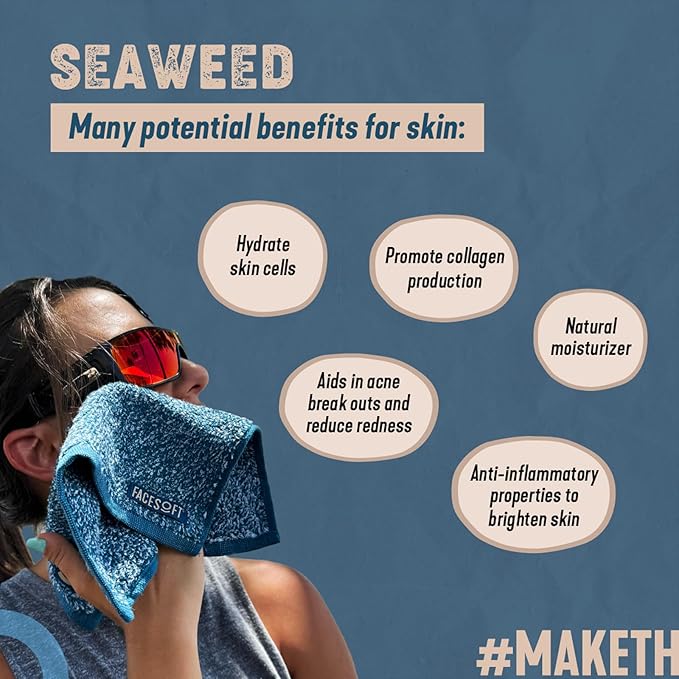 FACESOFT Seaweed Towel - Soft and Absorbent Cotton Exercise Towel - No Synthetic Microfibers or Plastics - Gym Towels for Sweat - 1 Pc