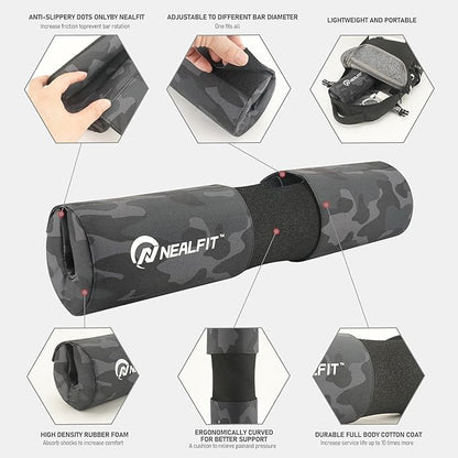 Barbell Squat Pad with Thick Nylon Padding, Hip Thrust Pad for Squats, Lunges, Neck Shoulder Squat Pad for Olympic or Standard Bars