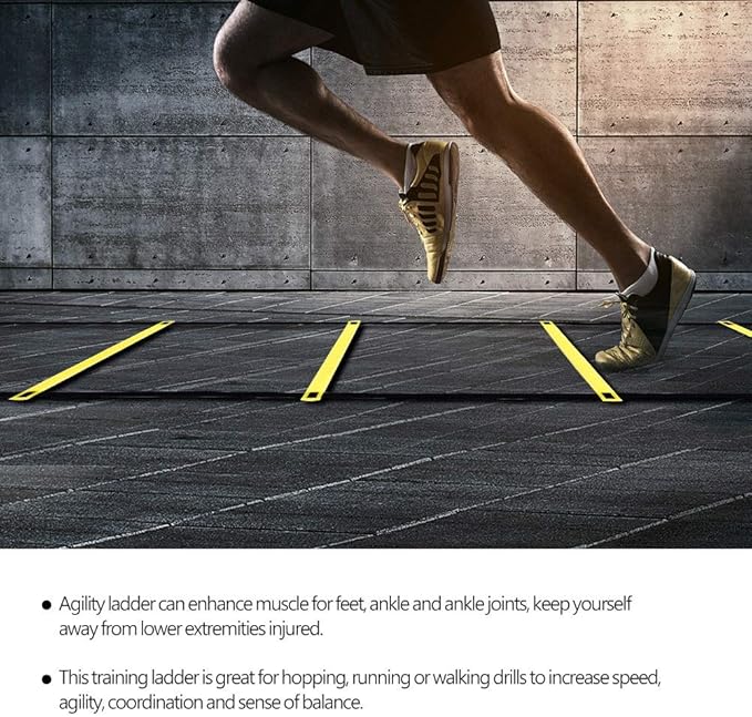 Greensen 13ft Training Ladder & Speed Cones Training Set Speed and Balance Training Ladder Ladder Exercise Workout Equipment for Soccer Speed Football Fitness Feet