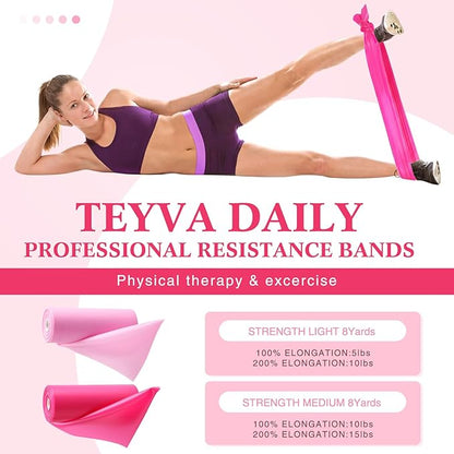 3 Pack 8 Yards Resistance Bands, No Latex Elastic Exercise Bands for Physical Therapy, Strength Training, Yoga, Pilates, Home & Gym Workouts for Men Women