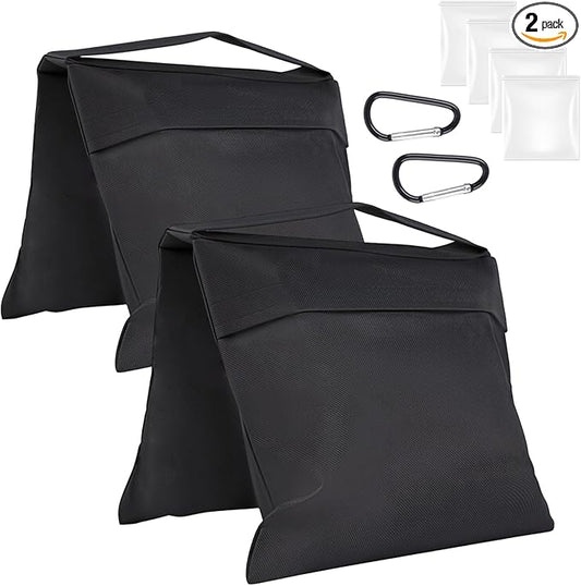 2 Pack Sand Bags, Black Sand Bags for Weight, Heavy Duty Sandbags for Umbrella Base, Photography Video Equipment, Light Tripod, Fishing Chair, Sports, Backdrop Stand, Camping, Tent