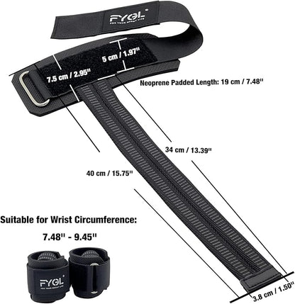 Weight-Lifting-Straps - Neoprene Padded Wrist Support with Nylon Dura Grip, Wrist Wraps for Weightlifting, Powerlifting, Deadlift & Strength Training