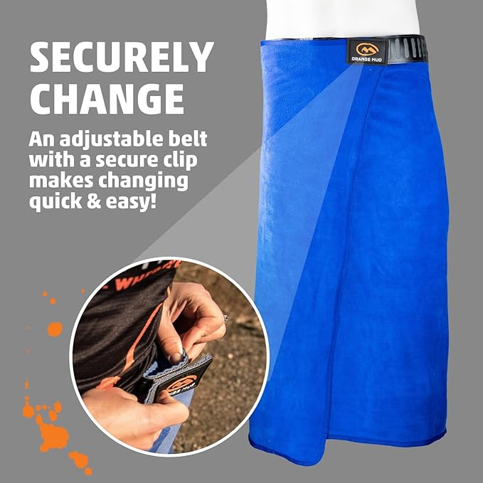 Orange Mud Transition & Seat Wrap V2.0 – Royal Blue Waterproof Car Seat Cover, Changing Kilt & Quick-Dry Towel – Secure Fit for Athletes, Runners, Cyclists, Triathletes