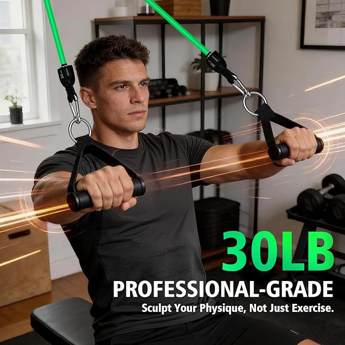 WHATAFIT Resistance Bands Set with Handles - Exercise Bands Home Gym Strength Training Equipment, Includes Door Anchor & Ankle Straps for Full Body Workout Bands, Physical Therapy