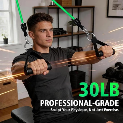WHATAFIT Resistance Bands Set with Handles - Exercise Bands Home Gym Strength Training Equipment, Includes Door Anchor & Ankle Straps for Full Body Workout Bands, Physical Therapy