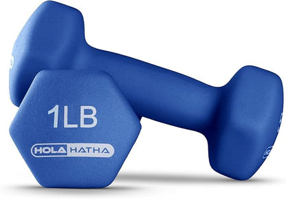 HolaHatha 2, 3, 5, 8, and 10 Pound Neoprene Dumbbell Free Hand Weight Set with Rack, Ideal for Home Exercises to Gain Tone and Definition, Pastel