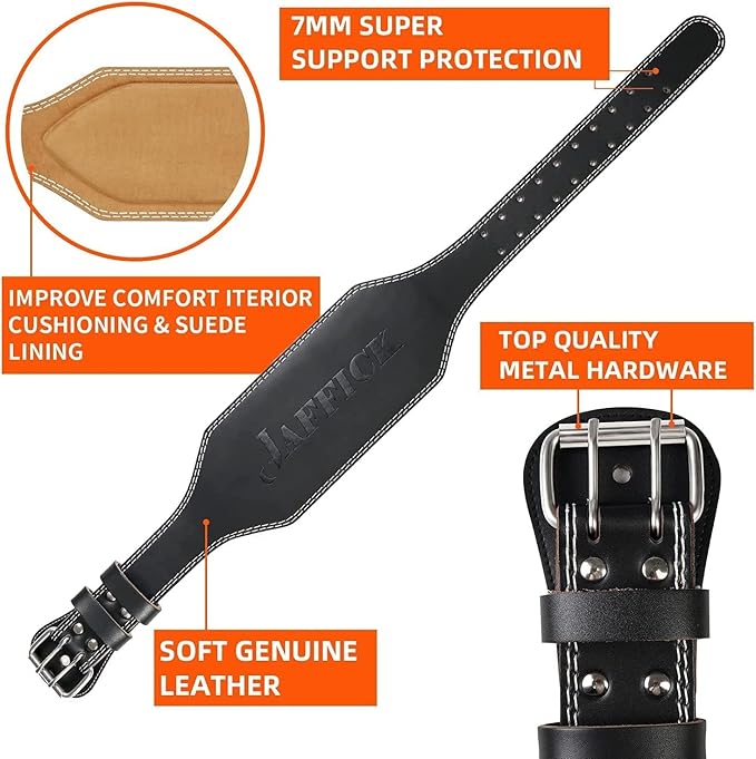 Genuine Leather Weight Lifting Belt for Men Gym Weight Belt Lumbar Back Support Powerlifting Weightlifting Heavy Duty Workout Training Strength Training Equipment