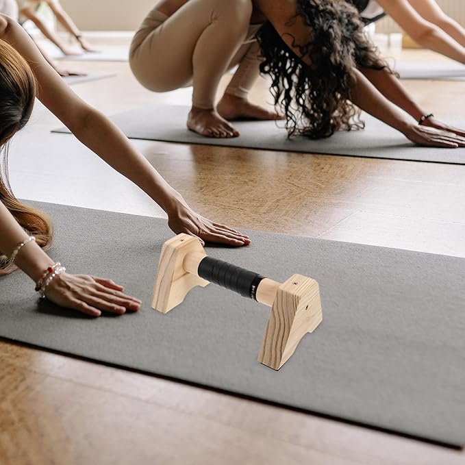 Yardwe Wooden Push up Bars Parallettes Beech Wood Pushup Stands with Non-slip Base for Men and Women Calisthenic Training and Home Strength Exercise