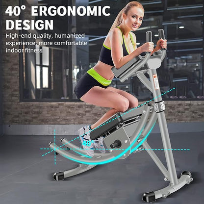 Ab Machine - Core Abdominal Trainers AB Workout Machine Home Gym Strength Training Foldable Fitness Equipment with LCD Monitor (Grey)