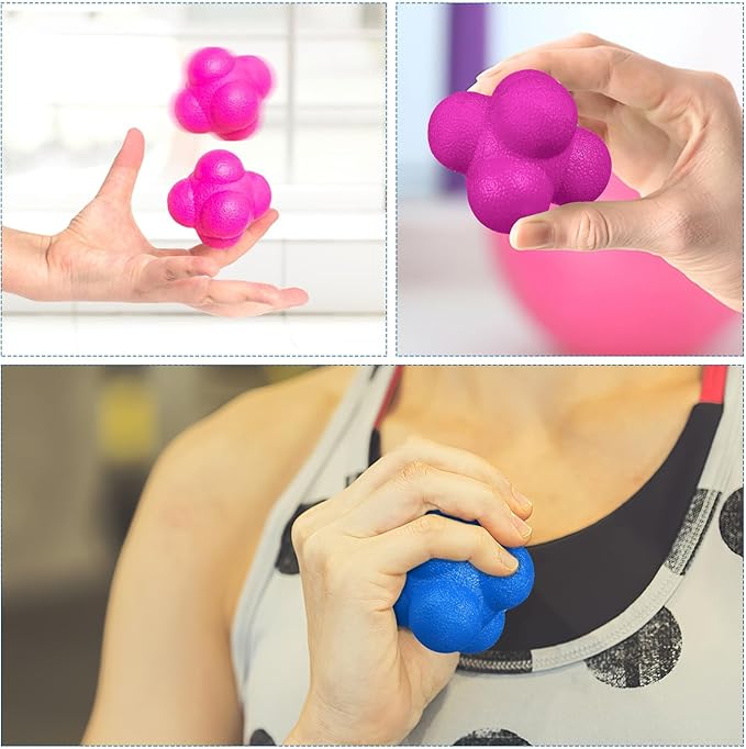 6 Pcs Hexagonal Reaction Balls Reflex Training Balls High Difficulty for Agility Hand-Eye Coordination