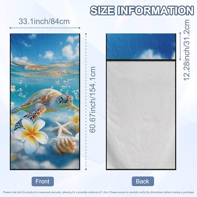 Bulopur Tropical Sea Turtle Beach Towel Soft Sand Free Sweatproof Car Seat Cover Towel for Yoga Mat Non-Slip Breathable Washable Sweat Towels Fits for SUV Sedan Truck