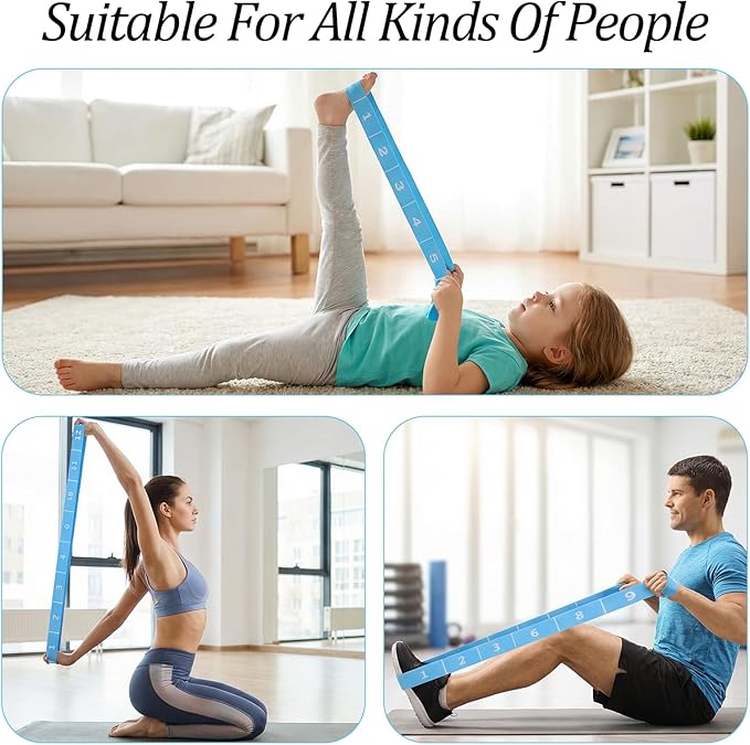 Multi-Functional Stretch Band for Pilates, Elastic Yoga Stretching Strap with Loop 12 Loops Stretch band Yoga Strap with 12 Loops for Dance, Gymnastics, Flexibility & Resistance Training, Ballet