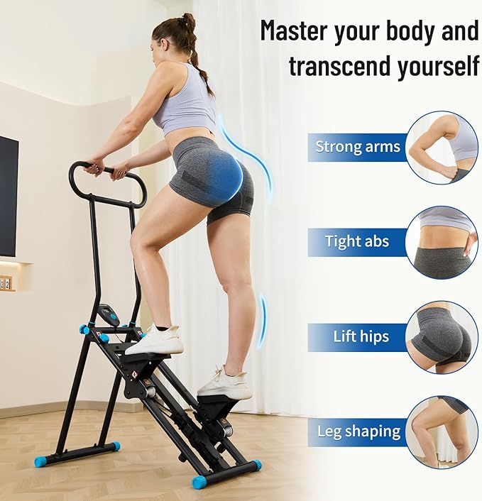 HXD-ERGO Stair Stepper for Home, New Version 6 Adjustable Resistance Vertical Climber Cardio Exercise Machine, Folding Stair Climber for Full Body Workout with Adjustable Handlebar