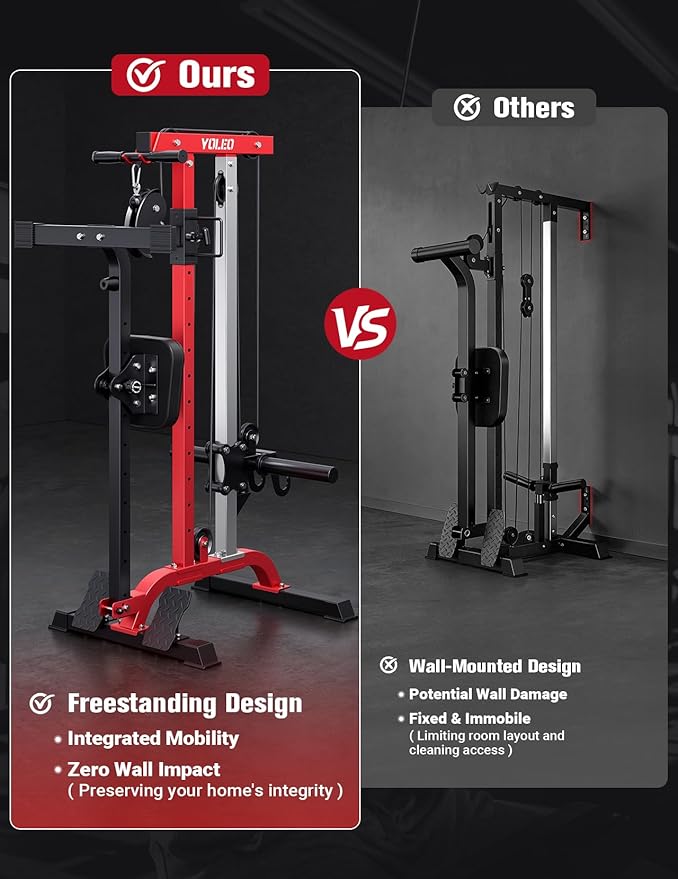 YOLEO Smooth Dual Pulley System Power Cage, 1700LBS Adjustable Cable Crossover Power Rack, Multi-Functional Squat Rack for Home Gym