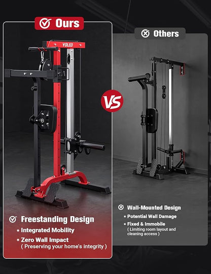 YOLEO Smooth Dual Pulley System Power Cage, 1700LBS Adjustable Cable Crossover Power Rack, Multi-Functional Squat Rack for Home Gym